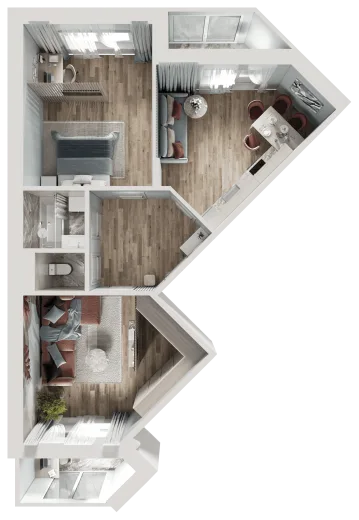 Планировка: 2-комнатная, 67.5 м², Южные резиденции