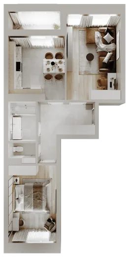 Планировка: 2-комнатная, 61.99 м², Парк Сити