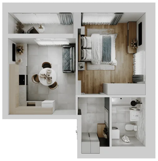 Планировка: 1-комнатная, 41.03 м², Парк Сити