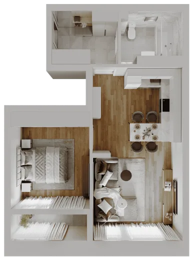 Планировка: 2-комнатная, 51.97 м², Парк Сити