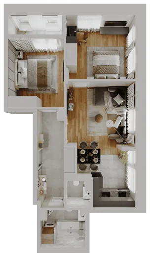 Планировка: 3-комнатная, 65.1 м², Парк Сити