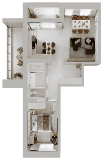 Планировка: 2-комнатная, 74.62 м², Парк Сити