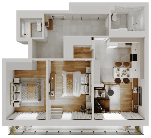 Планировка: 3-комнатная, 82.08 м², Парк Сити