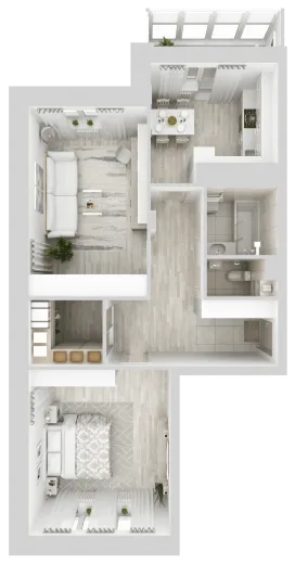 Планировка: 2-комнатная, 67.11 м², Спутник Сити