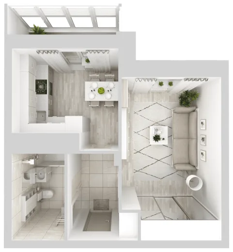 Планировка: 1-комнатная, 37.72 м², Спутник Сити