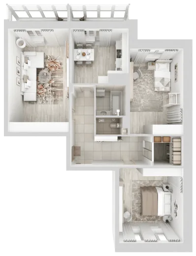 Планировка: 3-комнатная, 91.09 м², Спутник Сити