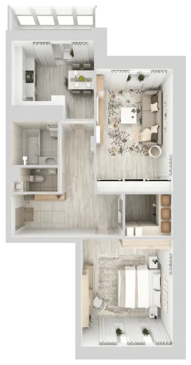 Планировка: 2-комнатная, 67.11 м², Спутник Сити
