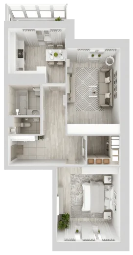 Планировка: 2-комнатная, 67.08 м², Спутник Сити