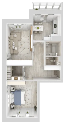 Планировка: 2-комнатная, 67.71 м², Спутник Сити