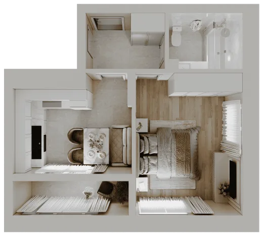 Планировка: 1-комнатная, 37.12 м², Парк Сити