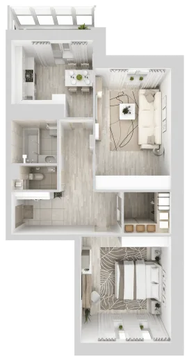 Планировка: 2-комнатная, 67.08 м², Спутник Сити
