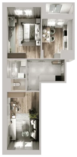 Планировка: 2-комнатная, 58.09 м², Южные резиденции